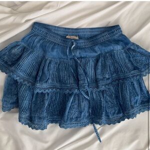 Blue Lace Tiered Skirt